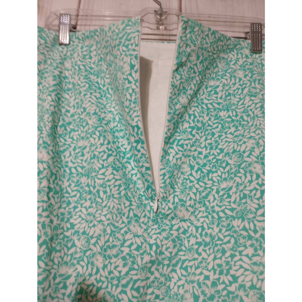 J.Crew Teal Floral Stretch Cotton Pencil Skirt Size 18 BF949 New - Picture 4 of 7